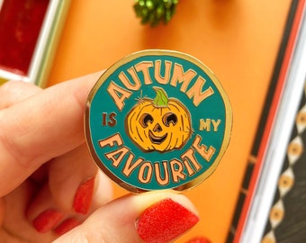 Teal Autumn is my Favourite Enamel Pin. Autumn Enamel Pin. Pumpkin Enamel Pin. Halloween Enamel Pin. Autumnal Enamel Pin. Autumn Jewellery.