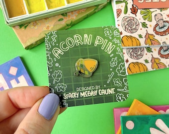 Tiny Acorn Enamel Pin. Autumn Fall Enamel Pins.