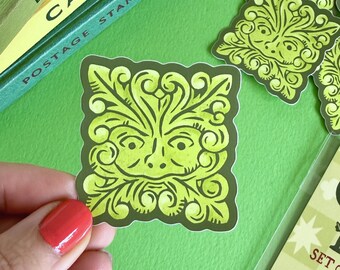 Green Man 01 Sticker. Folklore, Green Men, Jack in the Green, Folk.
