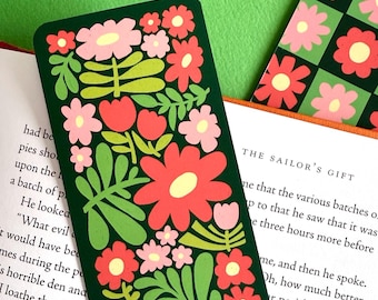 Pink and Red Flower Pattern Bookmark
