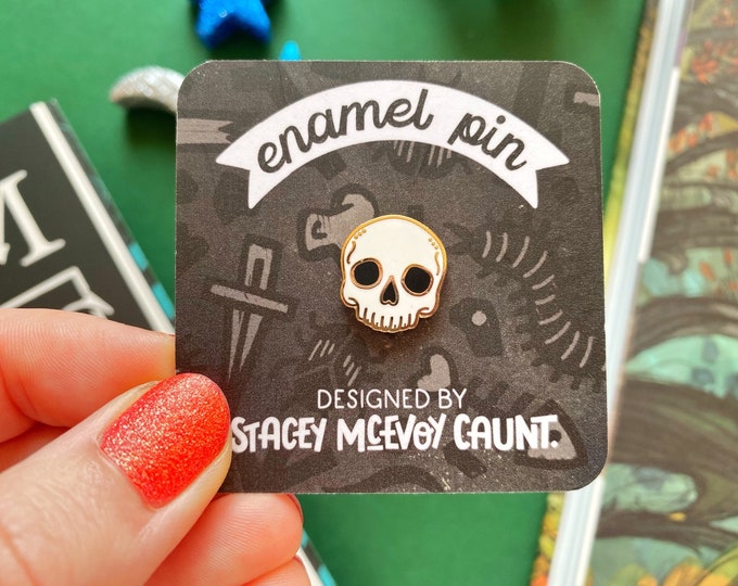 Mini Skull Enamel Pin: Goth Halloween Skeleton Pin
