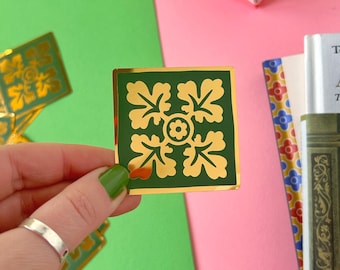 Medieval Tile: Leaf Gold Foil Vinyl Sticker.