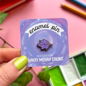 Mini Lilac Autumn Leaf Enamel Pin.