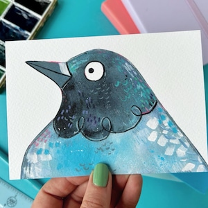 Carte postale de pigeon. Imprimé pigeon. Carte Pigeon. Peinture de pigeon. Cadeaux pigeons. Joli pigeon. Carte postale d'oiseau. Amoureux des oiseaux. Cadeaux oiseaux. Pigeon ramier.