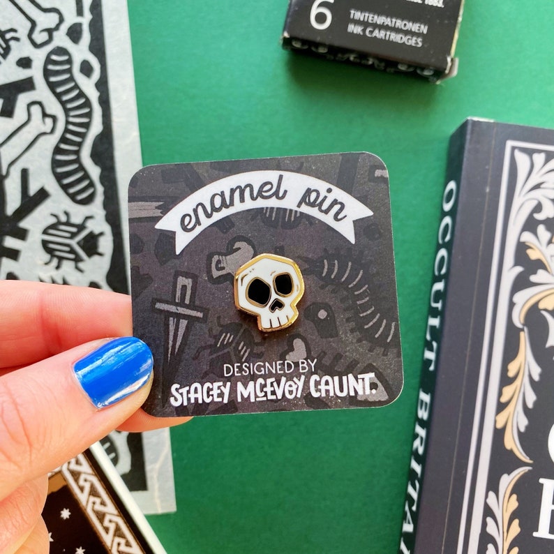 Skull Enamel Pin. Skeleton Enamel Pin. Horror Enamel Pin Folk Etsy