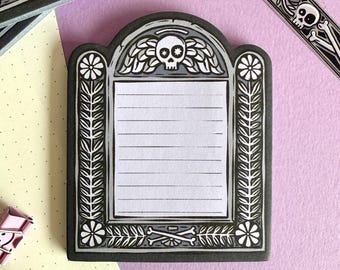 Gravestone Sticky Notes. Gothic Stationery Cemetery Halloween.
