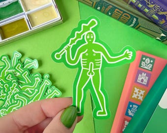 Cerne Abbas Giant Vinyl Sticker. Green Cerne Giant Sticker.