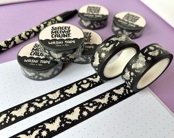 Bat Washi Tape: Gothic Halloween Stationery