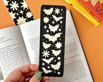 Bats and Stars Bookmark: Spooky Halloween Bookmarks and Stationery.