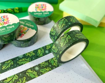 Green Leaves Washi Tape. Oak Leaf Washi. Woodland Washi Tape. Forestcore. Nature Washi. Oak Leaves. Woodland Stationery. Leaf Pattern Washi