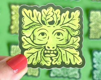 Green Man 04 Sticker. Folklore, Green Men, Jack in the Green, Folk.