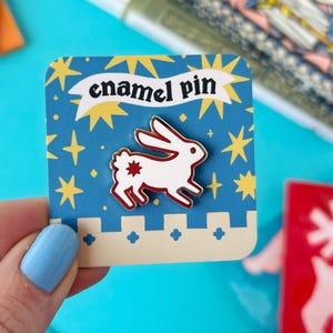 Medieval Rabbit Gold Enamel Pin.