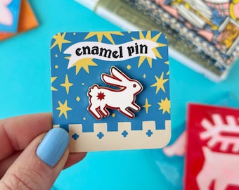 Medieval Rabbit Gold Enamel Pin.