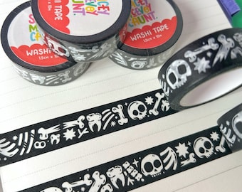 Skull and Bones Paper Washi Tape. Halloween Journalling and Stationery.