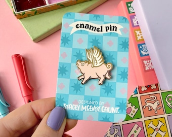 Flying Pig Enamel Pin. Cute Animal Enamel Pins.