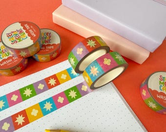Rainbow Medieval Grid Pattern Washi Tape: Medieval Stationery and Journalling Supplies.