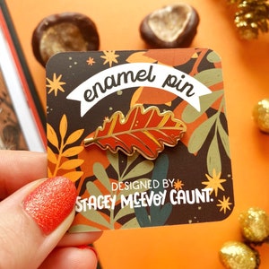 Autumn Leaf Enamel Pin. Halloween Enamel Pin. Autumn Enamel Pin. Fall Enamel Pin. Oak Leaf Enamel Pin. Nature Enamel Pin. Witch Enamel Pins