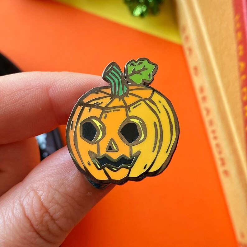 Pumpkin Enamel Pin. Cute Halloween Pumpkin Pin. Halloween Etsy