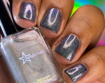 Kelpie Song Top Coat - Holographic, Teal to Violet Color Shifting Shimmer, Holo Polish, Nail Lacquer, Mythological, Starlight and Sparkles