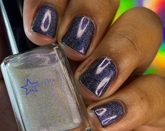 Phantom Song Top Coat - Holographic, Blue to Purple Color Shifting Shimmer, Holo Polish, Nail Lacquer, Mythological, Starlight and Sparkles