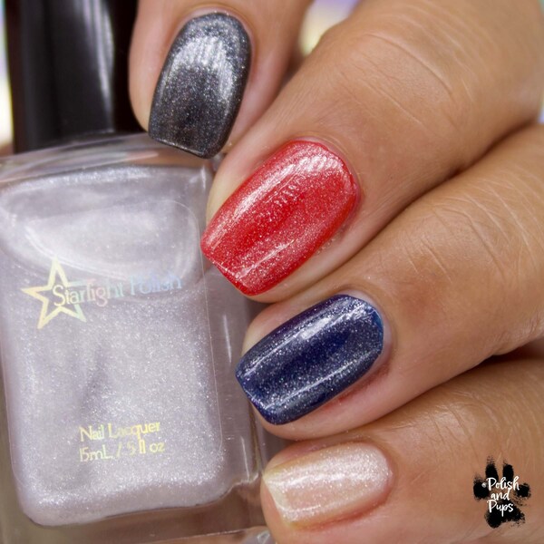 Moonshine Top Coat - Silver Micro Fleck and Shimmer Polish, Indie Nail Lacquer, Effect Topper, Layering, Starlight and Sparkles