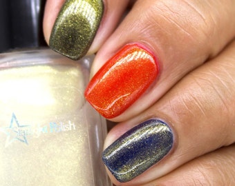 Sunshine Top Coat - Gold Fleck and Shimmer Polish, Indie Nail Lacquer, Effect Topper, Layering, Starlight and Sparkles