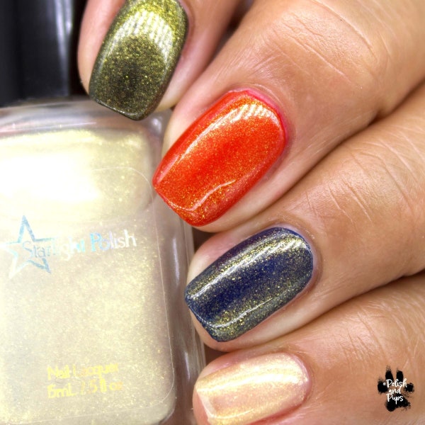 Sunshine Top Coat - Gold Fleck and Shimmer Polish, Indie Nail Lacquer, Effect Topper, Layering, Starlight and Sparkles