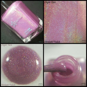 Angel Face Lilac Holographic Polish, Light Purple, Lavender, Rose Romance, Holo, Indie Nail Lacquer, Starlight and Sparkles image 2