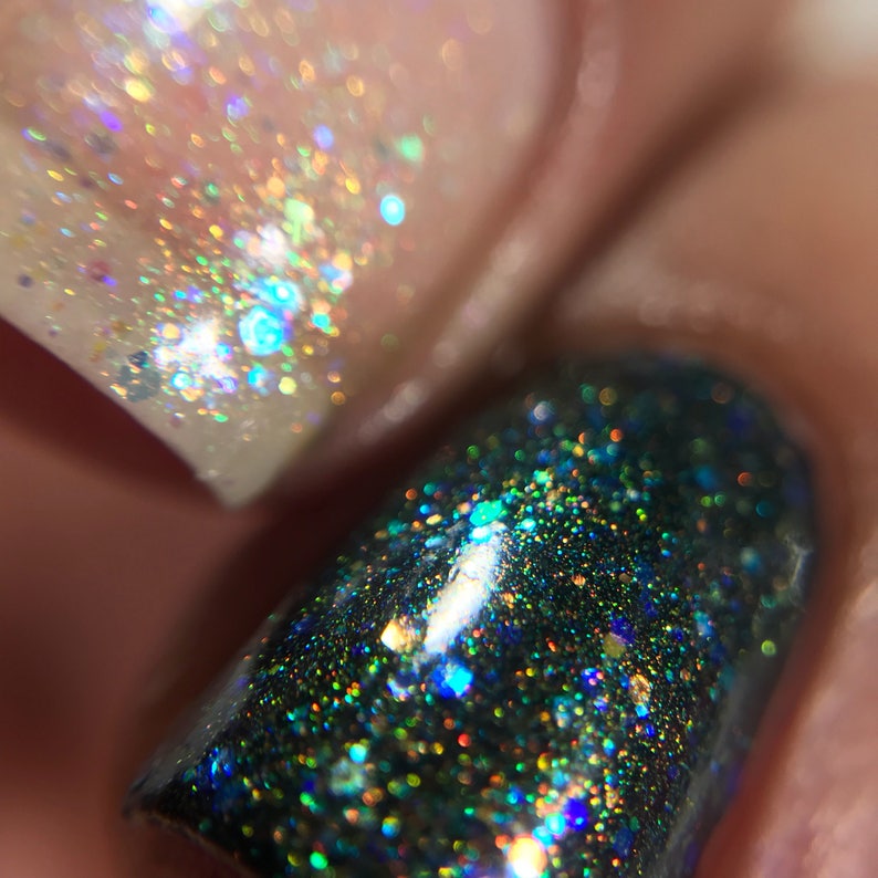 Chimera Aurora Top Coat Multi Color Shifting Shimmer, Iridescent Glitter, Effect Topper Polish, Indie Nail Lacquer, Starlight and Sparkles image 9