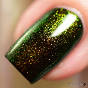 Dragon Top Coat Gold to Green Color Shifting Shimmer, Duochrome Polish, Indie Nail Lacquer, Liquid Euphoria, Starlight and Sparkles image 4