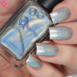 Starbright Top Coat Holographic Silver, Winter Holodays, Holo Rainbow Polish, Indie Nail Lacquer, Starlight and Sparkles image 7