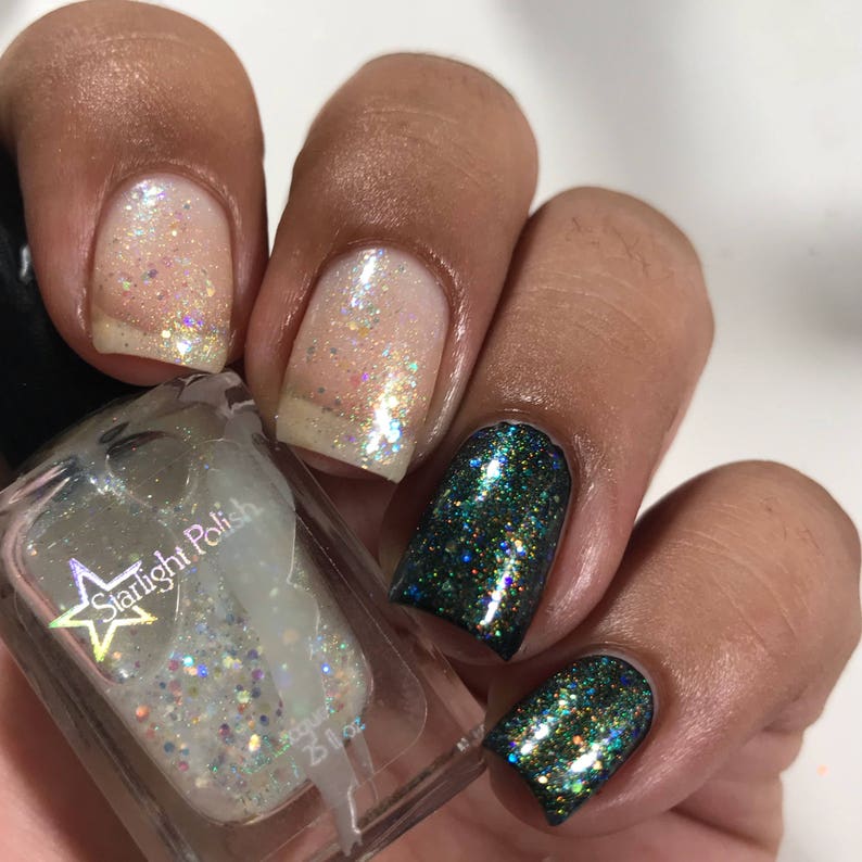 Chimera Aurora Top Coat Multi Color Shifting Shimmer, Iridescent Glitter, Effect Topper Polish, Indie Nail Lacquer, Starlight and Sparkles image 8
