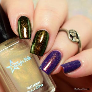 Dragon Top Coat Gold to Green Color Shifting Shimmer, Duochrome Polish, Indie Nail Lacquer, Liquid Euphoria, Starlight and Sparkles image 2