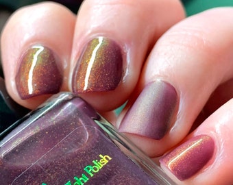 Plum Fire - Purple Color Shifting Polish, Red to Green Shimmer, Indie Nail Lacquer, Unicorn Pee, Starlight and Sparkles