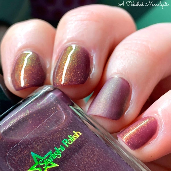 Plum Fire - Purple Color Shifting Polish, Red to Green Shimmer, Indie Nail Lacquer, Unicorn Pee, Starlight and Sparkles