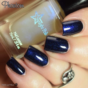 Phantom Top Coat Color Shifting Blue to Purple Shimmer, Duochrome Polish, Indie Nail Lacquer, Mythological, Starlight and Sparkles image 2