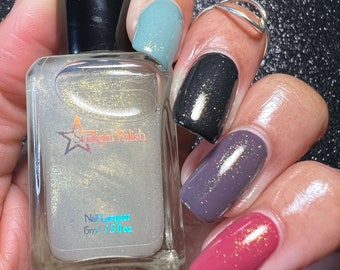 Topaz Top Coat - Yellow Gold Shimmer Polish, Sparkle Effect Topper, Nail Lacquer, Layering, Starlight and Sparkles