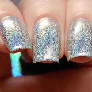 Starbright Top Coat Holographic Silver, Winter Holodays, Holo Rainbow Polish, Indie Nail Lacquer, Starlight and Sparkles image 5