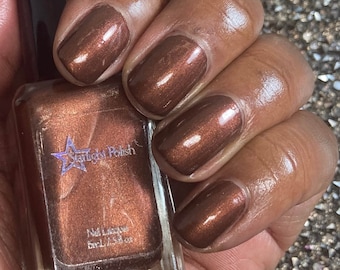 Hot Chocolate - Brown Shimmer Polish, Indie Nail Lacquer, Starlight and Sparkles