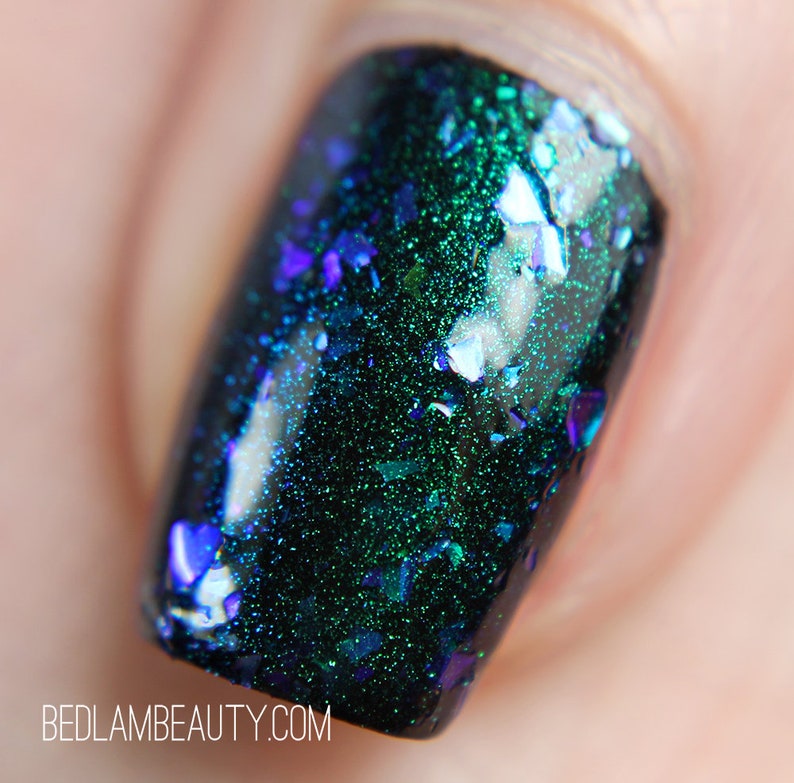 Kelpie Opal Top Coat Teal to Violet Color Shifting Shimmer Flake, Effect Polish, Nail Lacquer, Iridescent Flakies, Starlight and Sparkles image 3