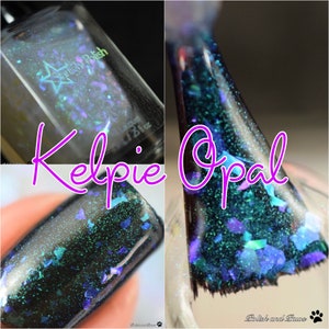 Kelpie Opal Top Coat Teal to Violet Color Shifting Shimmer Flake, Effect Polish, Nail Lacquer, Iridescent Flakies, Starlight and Sparkles image 5