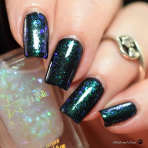 Kelpie Opal Top Coat Teal to Violet Color Shifting Shimmer Flake, Effect Polish, Nail Lacquer, Iridescent Flakies, Starlight and Sparkles image 4