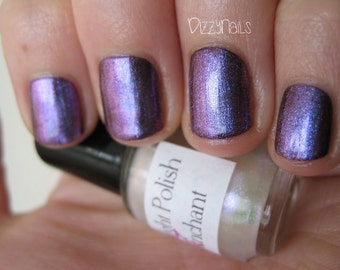 Enchant Top Coat - Indigo Purple Shift, Duochrome Shimmer Polish, Effect Topper, Nail Lacquer, Layering, Starlight and Sparkles