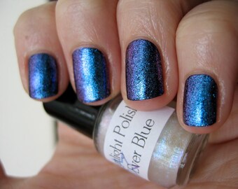 Ever Blue Top Coat - Blue Violet Shift, Glass Fleck Shimmer, Duochrome, Polish, Effect Topper, Nail Lacquer, Starlight and Sparkles