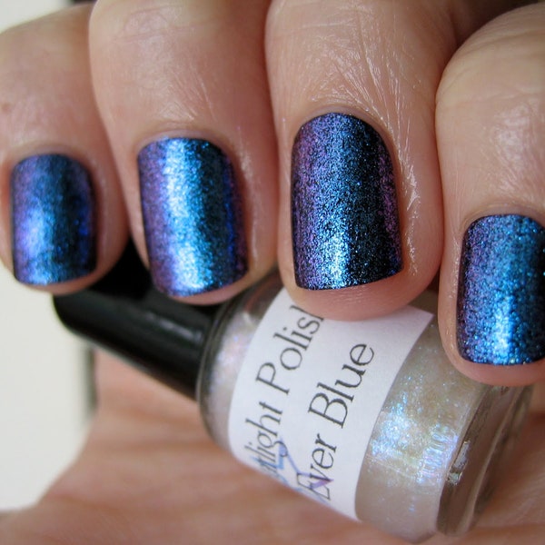 Ever Blue Top Coat - Blue Violet Shift, Glass Fleck Shimmer, Duochrome, Polish, Effect Topper, Nail Lacquer, Starlight and Sparkles