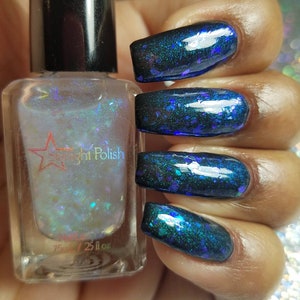 Kelpie Opal Top Coat Teal to Violet Color Shifting Shimmer Flake, Effect Polish, Nail Lacquer, Iridescent Flakies, Starlight and Sparkles image 8