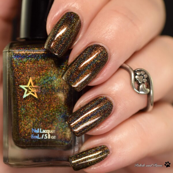 Chocolate Fudge - Brown Holographic Polish, Winter Holodays, Holo Indie Nail Lacquer, Starlight and Sparkles