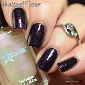 Phantasmal Phoenix Top Coat - Red to Green & Blue to Purple Color Shifting Shimmer, Unicorn Pee Polish, Nail Lacquer, Starlight and Sparkles