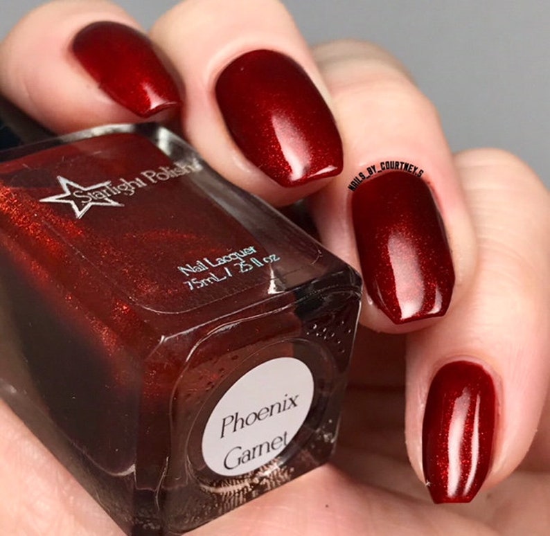 Phoenix Garnet Dark Red Color Shifting Polish, Red to Green Shimmer, Indie Nail Lacquer, Unicorn Pee, Mythological, Starlight and Sparkles image 9