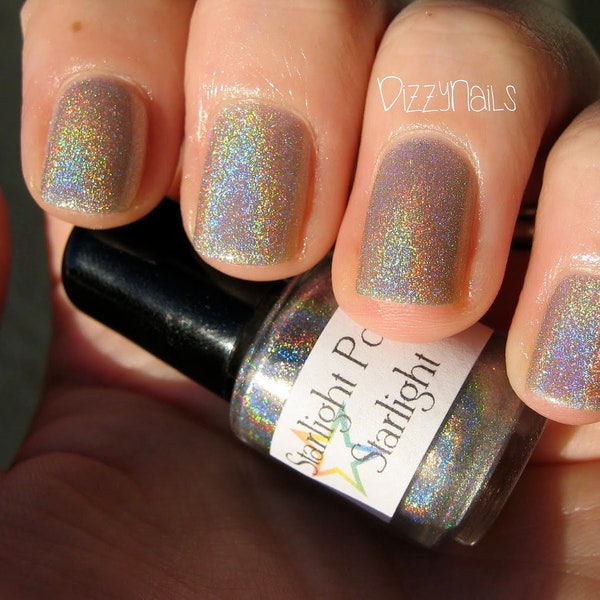 Starlight Top Coat - Holographic Silver Linear Holo Topper, Indie Nail Lacquer, Effect Polish, Rainbow, Starlight and Sparkles